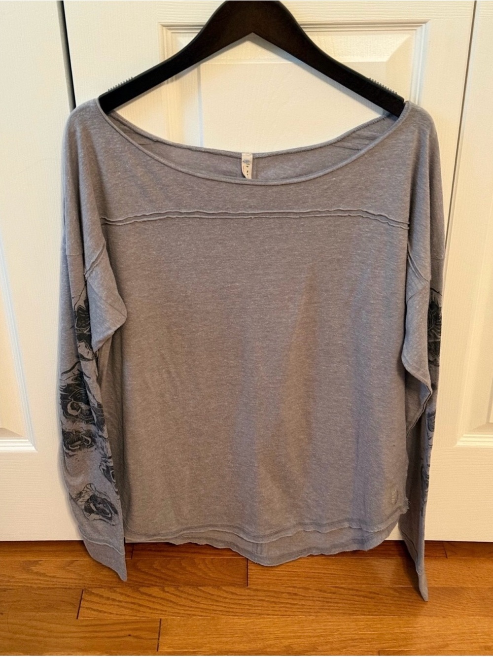 Free People Movement Dance Long Sleeve Tee in Gray and Black
